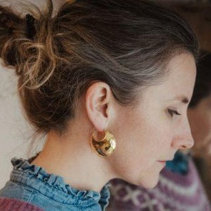 Linn Sigrid Bratland ROM ENAMELED CREOLE EARRINGS - Handmade Norwegian Jewelry