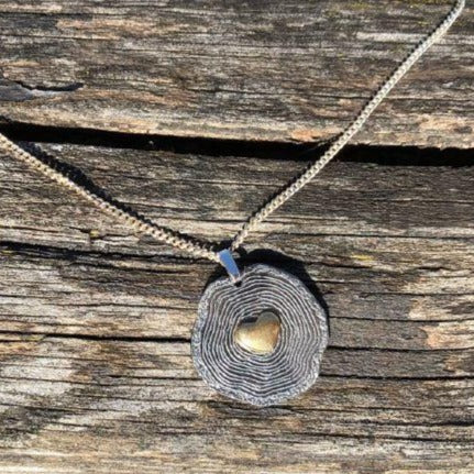 Tree Rings Heart Necklace by Ivar Brendemo - Norwegian Jewelry.